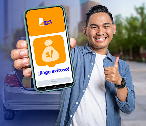 Cliente de credimovil mostrando el pago exitoso de su crédito