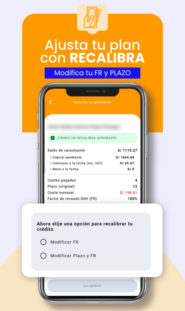Pantalla de aplicativo de Recalibra