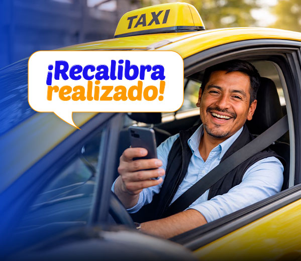 Taxista feliz porque está usando su recalibra